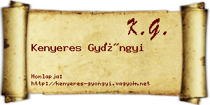 Kenyeres Gyöngyi névjegykártya